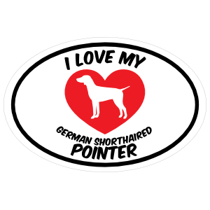 I Love My German Shorthaired Pointer Text With Heart Oval Magne