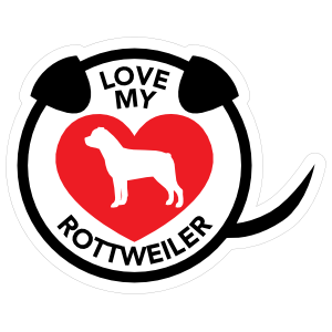 I Love My Rottweiler Puppy Heart Circle With Tail Magnet