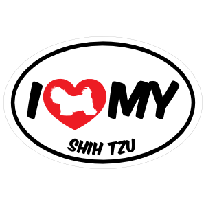 I Love My Shih Tzu With Big Text Oval Magnet