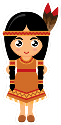 Little Girl in American Indian Dress Sticker