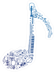 Music Note Drawn From Several Instruments Sticker