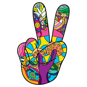 Psychedelic Hand Peace Sign Hippie Sticker
