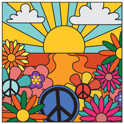 Retro Hippie Sunset Illustration Sticker
