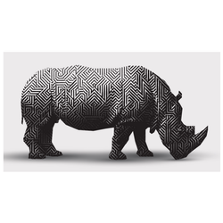 Rhinoceros In Polygonal Line Shape Sticker 