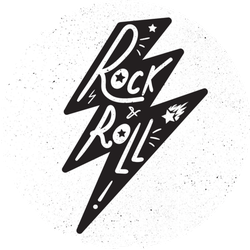 Rock And Roll Lettering Lightning Bolt Music Sticker