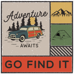 Vintage Hand Drawn Adventure Poster With Mountains