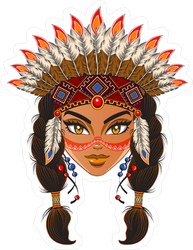 Young American Indian Woman Face Sticker